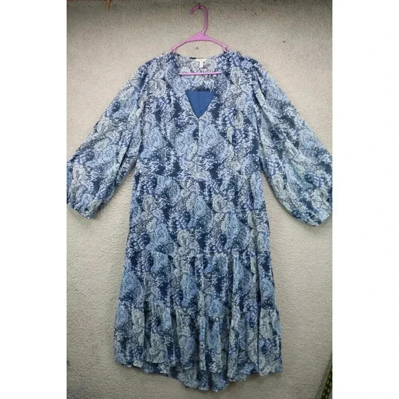 Joie Chiffon Tiered Maxi Dress-Size XL-Long Balloon Sleeves-Boho - Picture 1 of 8